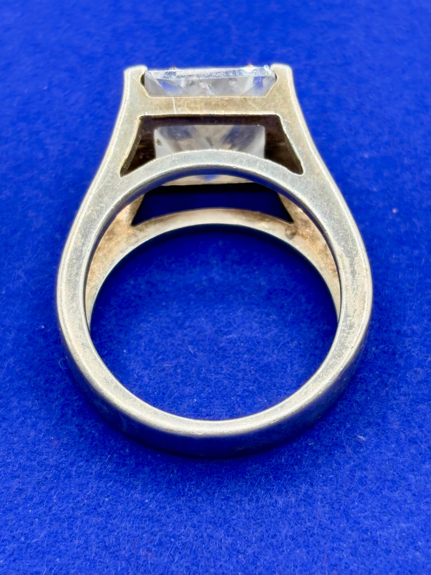 Sterling Silver Large Clear Crystal Ring