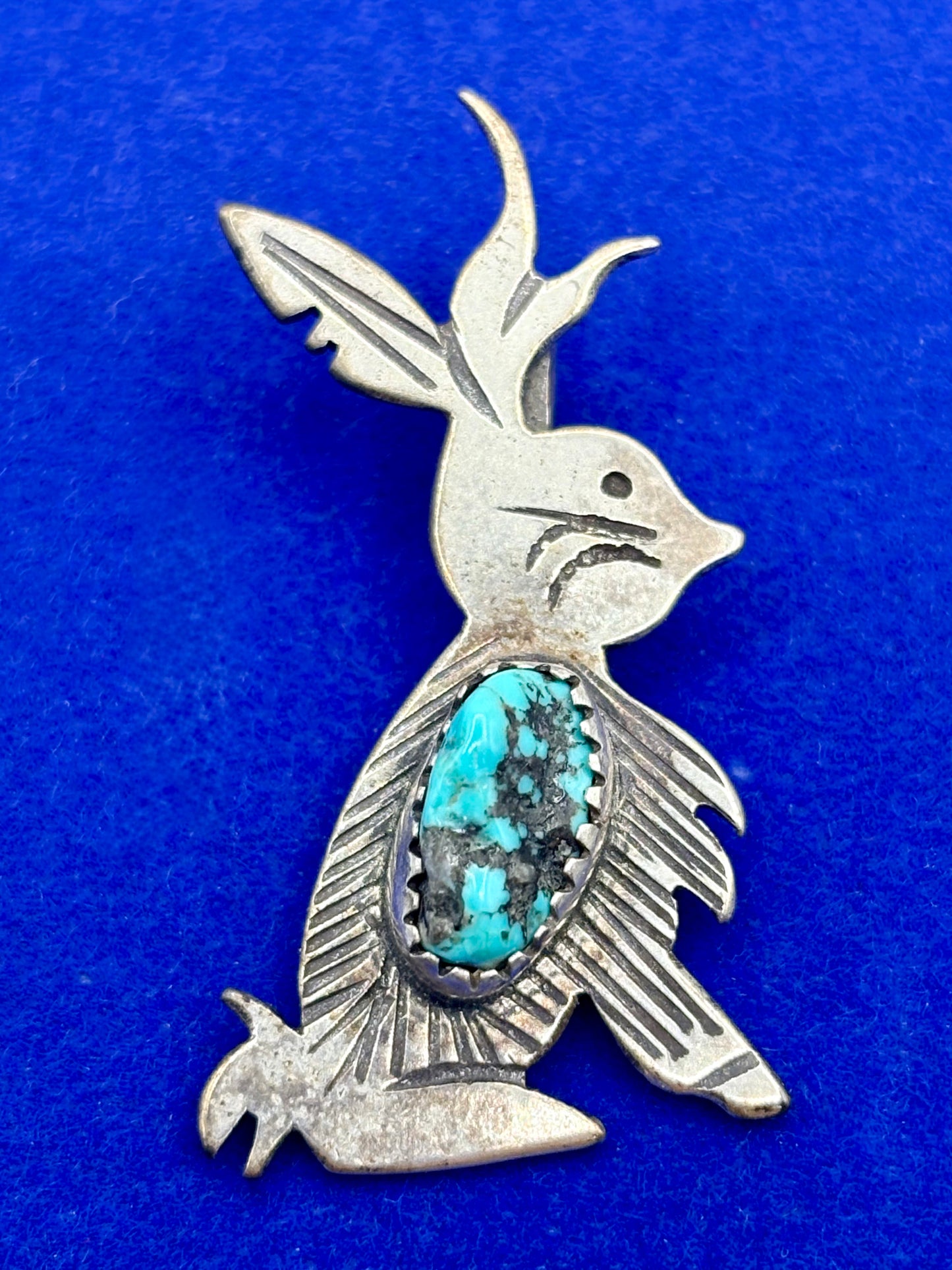 Sterling Silver Southwestern Turquoise Jackalope Pendant