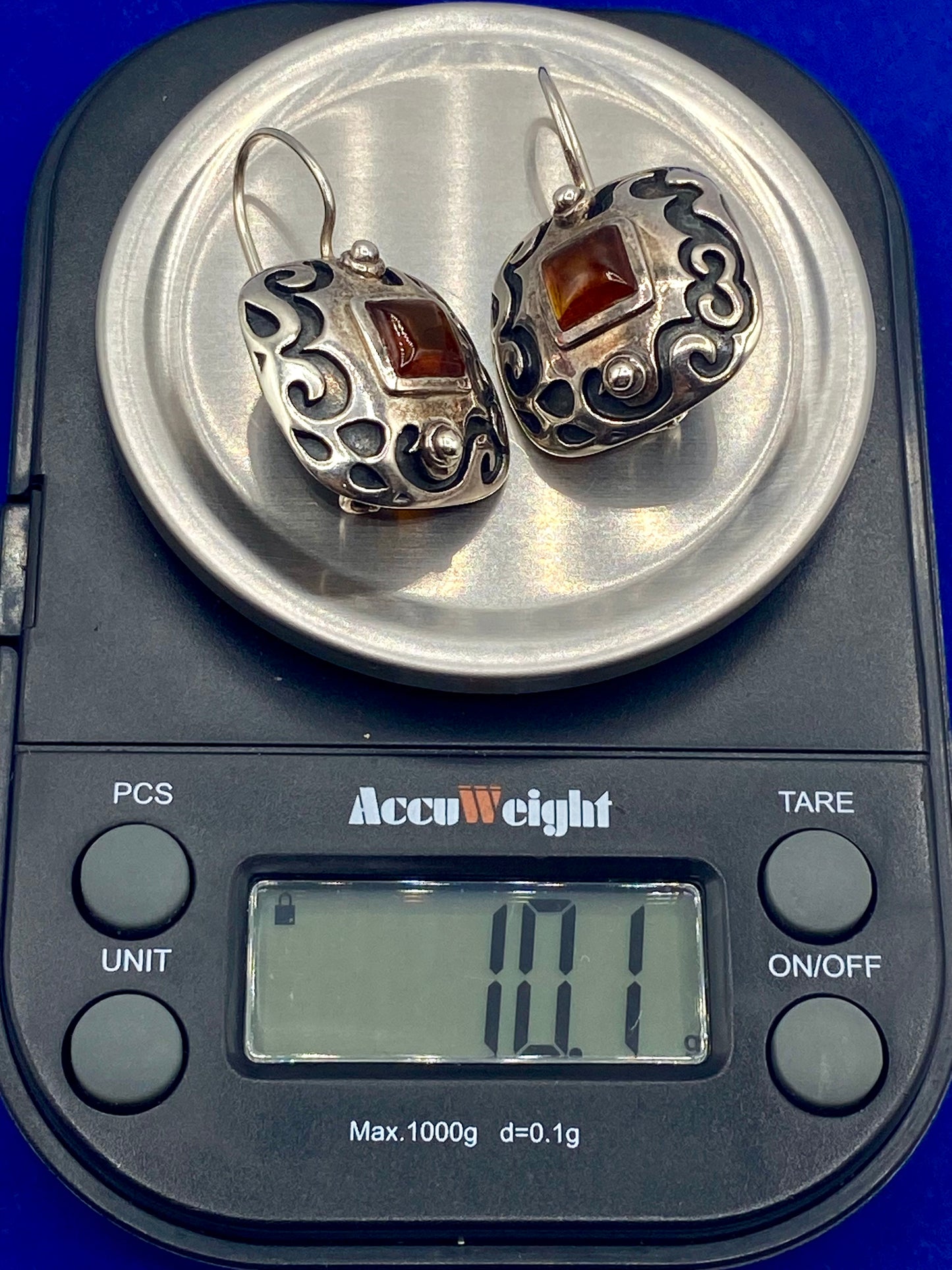 Silpada Sterling Silver Amber Scroll Dangle Earrings w/Box