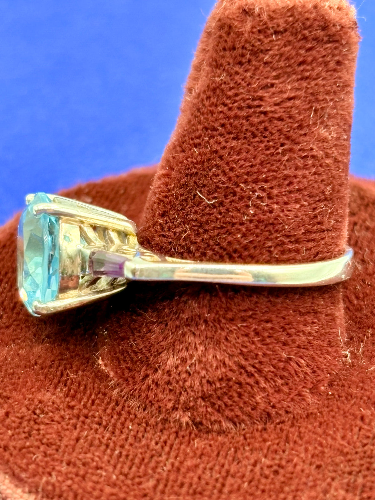 Sterling Silver Light Blue Topaz & Amethyst Ring