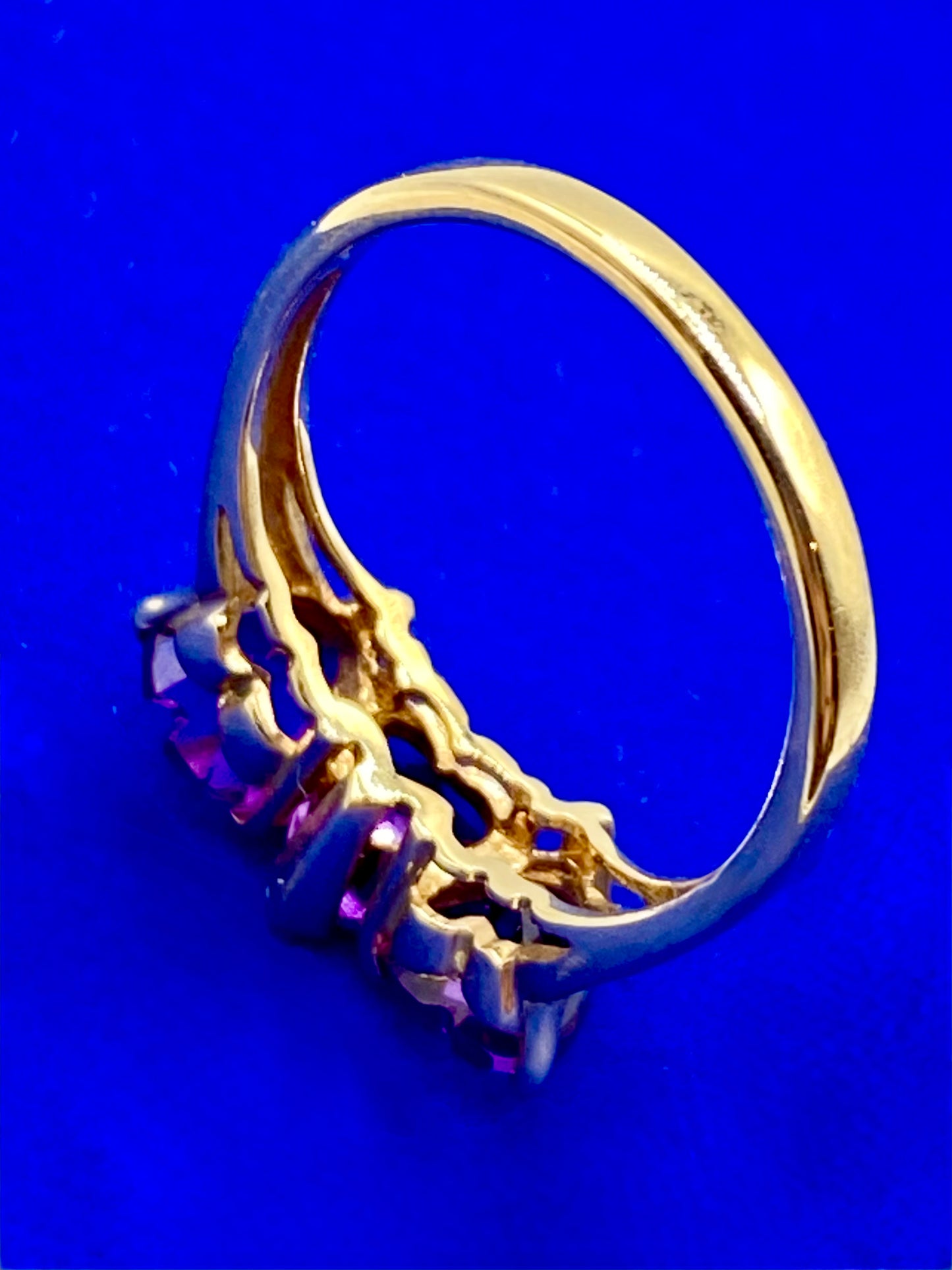 14K Gold Triple Amethyst Heart Ring