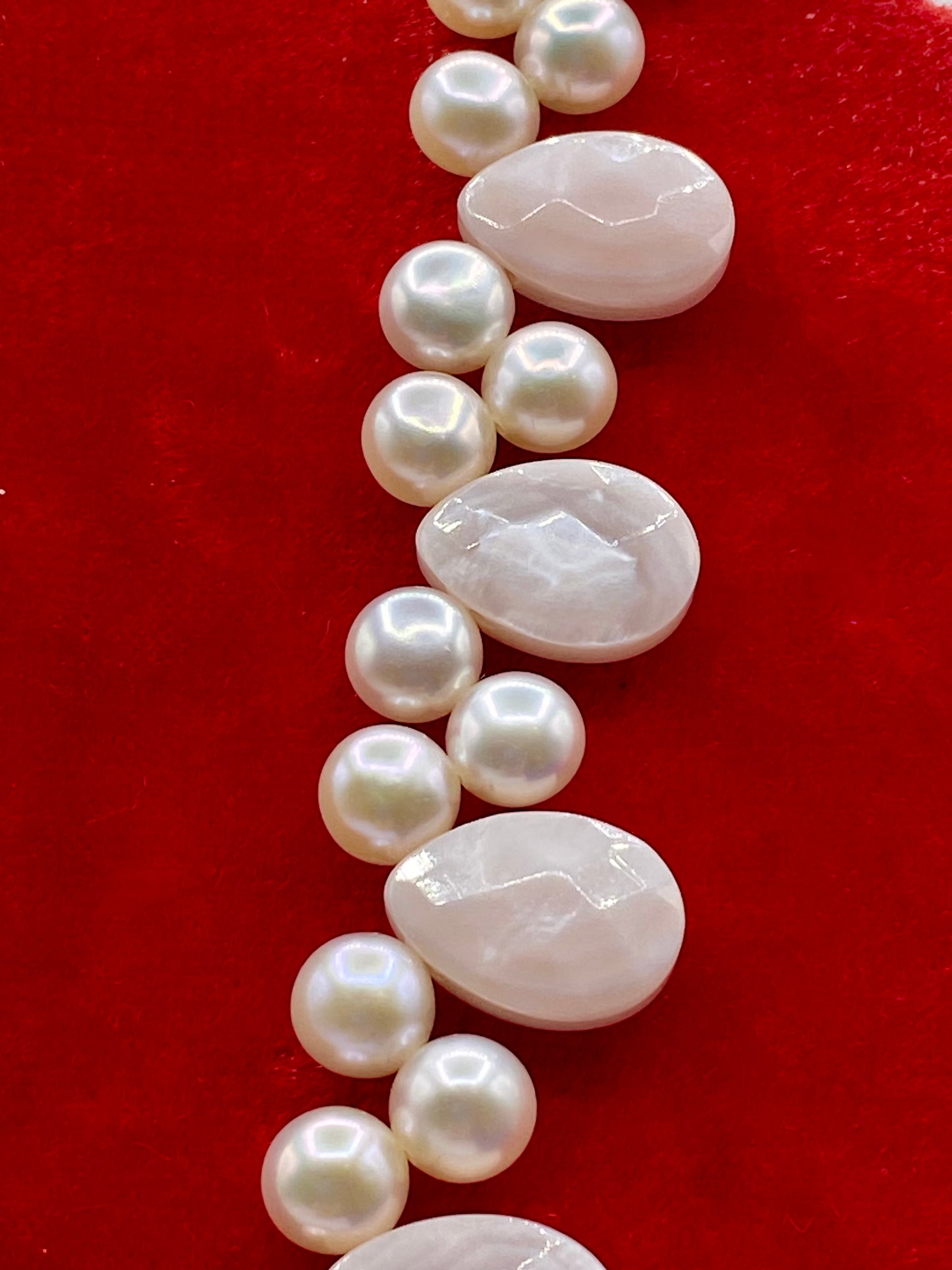 Pink Stone & Freshwater Pearl Necklace w/ 14K Clasp