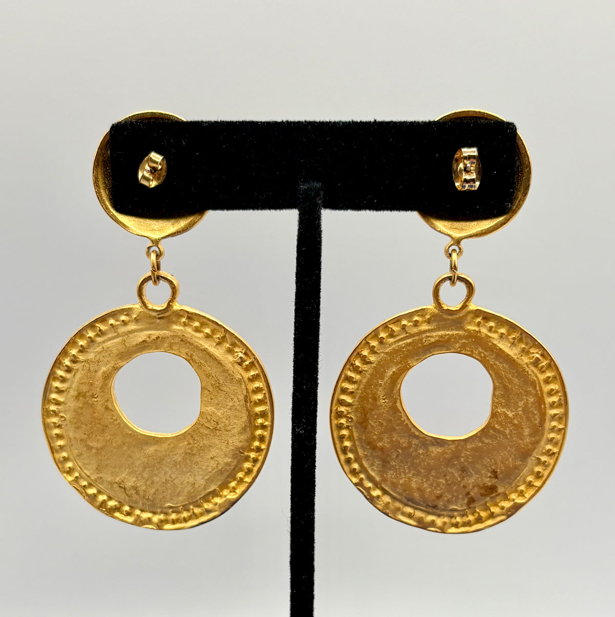 Vintage Etruscan Revival Gold Tone Earrings