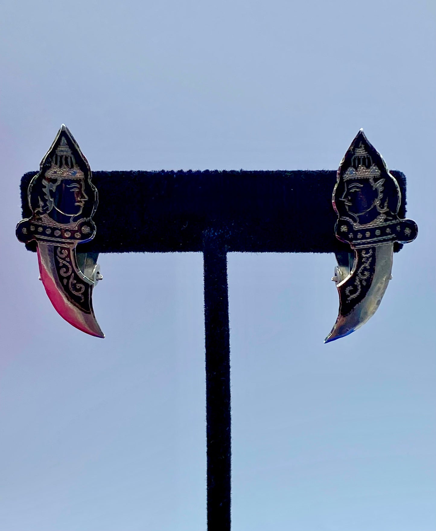 Sterling Silver Siam Sword Clip Ons