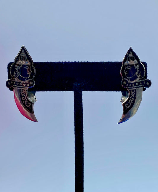 Sterling Silver Siam Sword Clip Ons