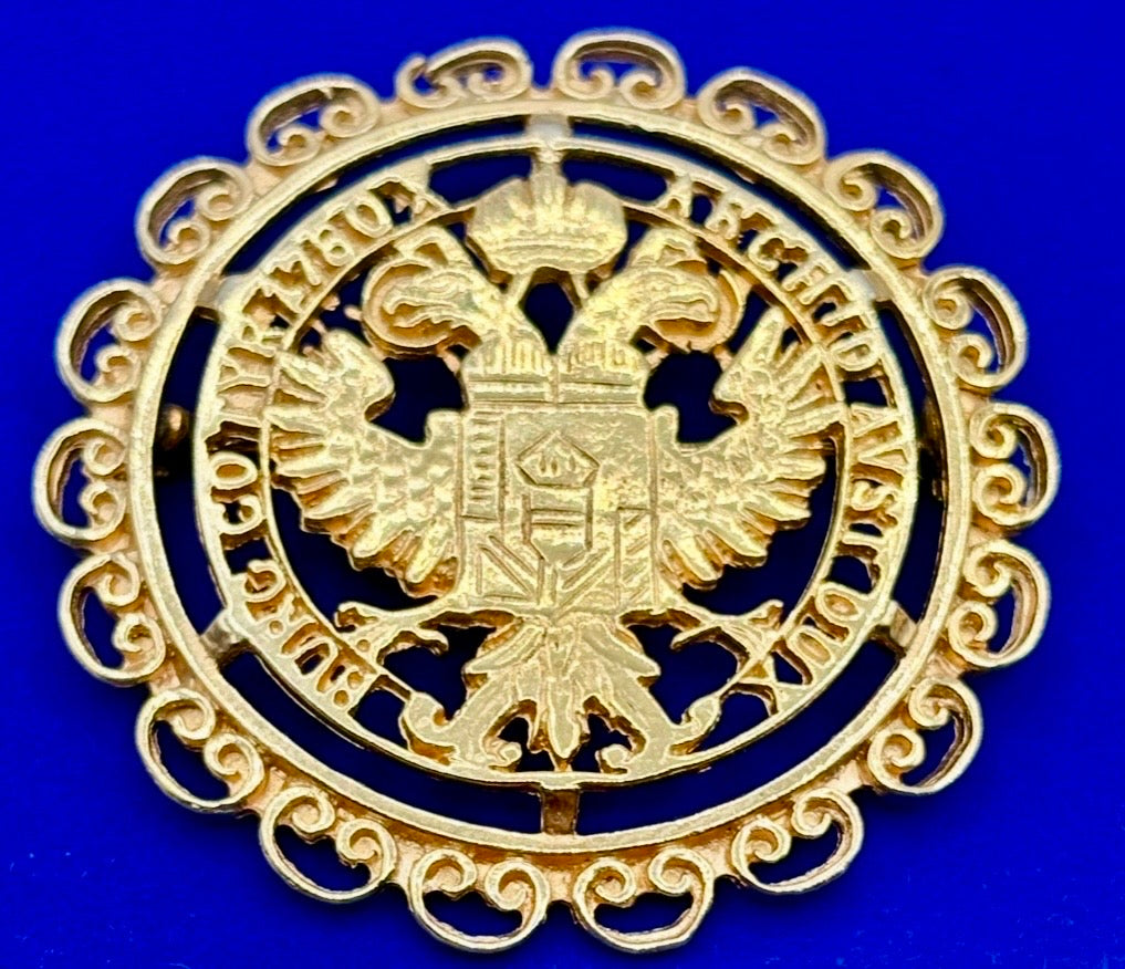 Vintage Gold Tone Maria Theresa Austrian Thaler Accessocraft Brooch