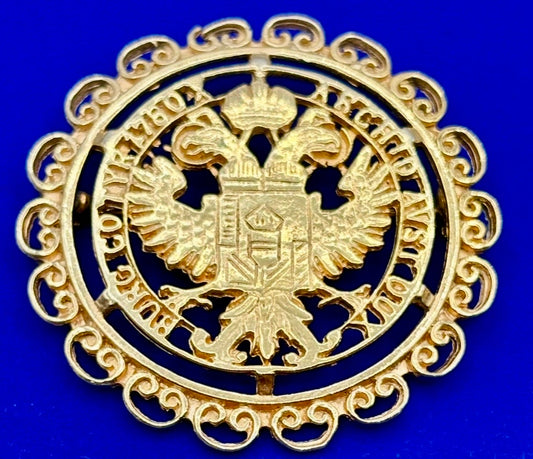 Vintage Gold Tone Maria Theresa Austrian Thaler Accessocraft Brooch