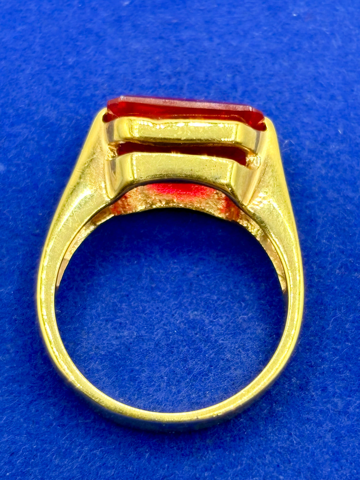 Vintage Gold Tone & Faceted Ruby Ring