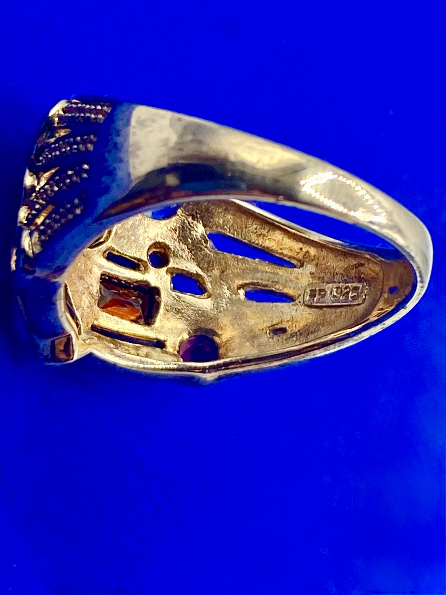 Sterling Silver Vermeil Precious Stone Cluster Ring
