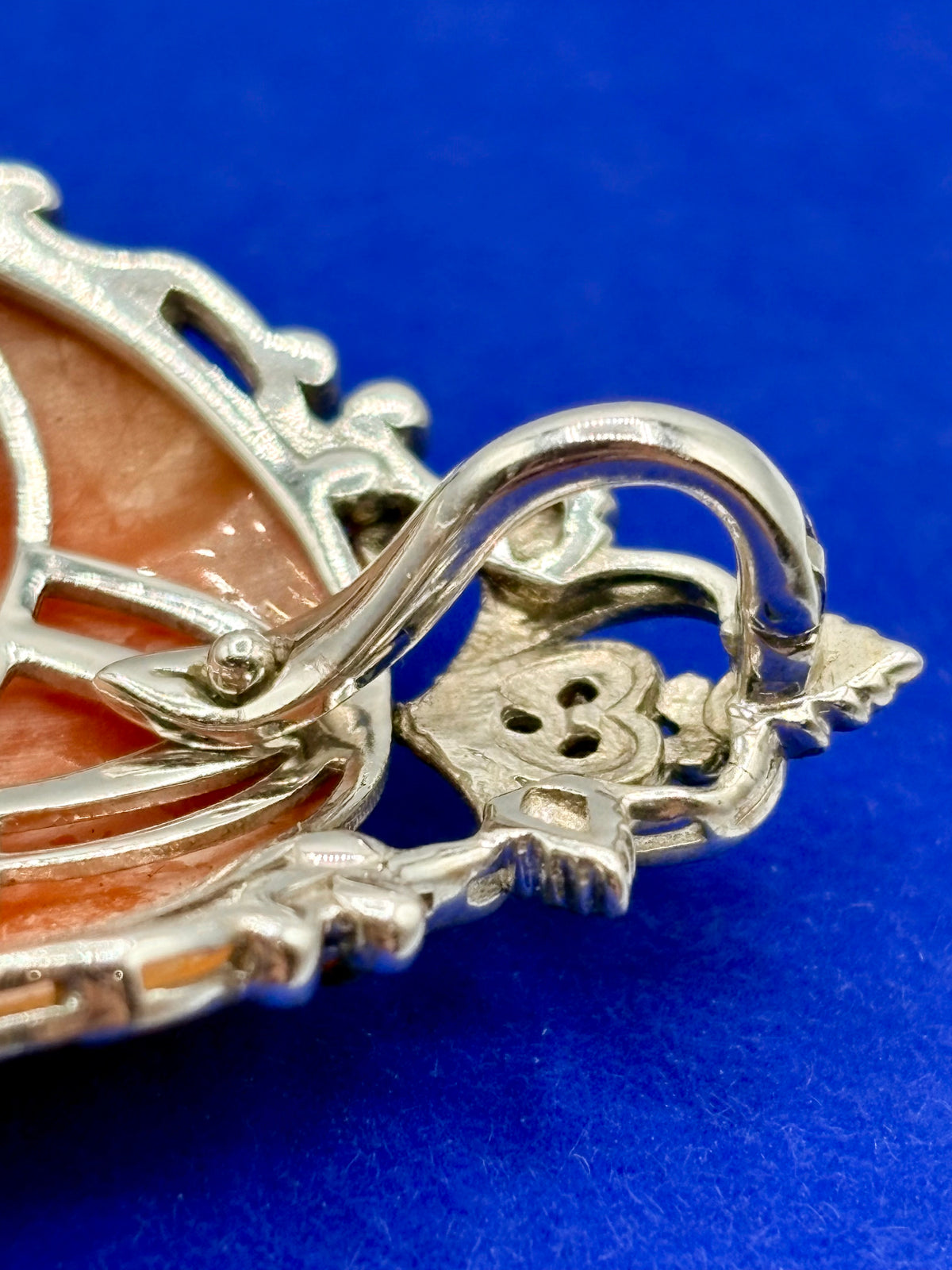 Sterling Silver & Ruby Shell Cameo Brooch/Pendant