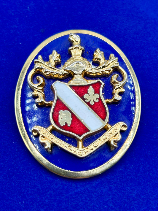 Vintage Goldtone Red White & Blue Enamel FLEUR de Lis Coat of Arms Brooch