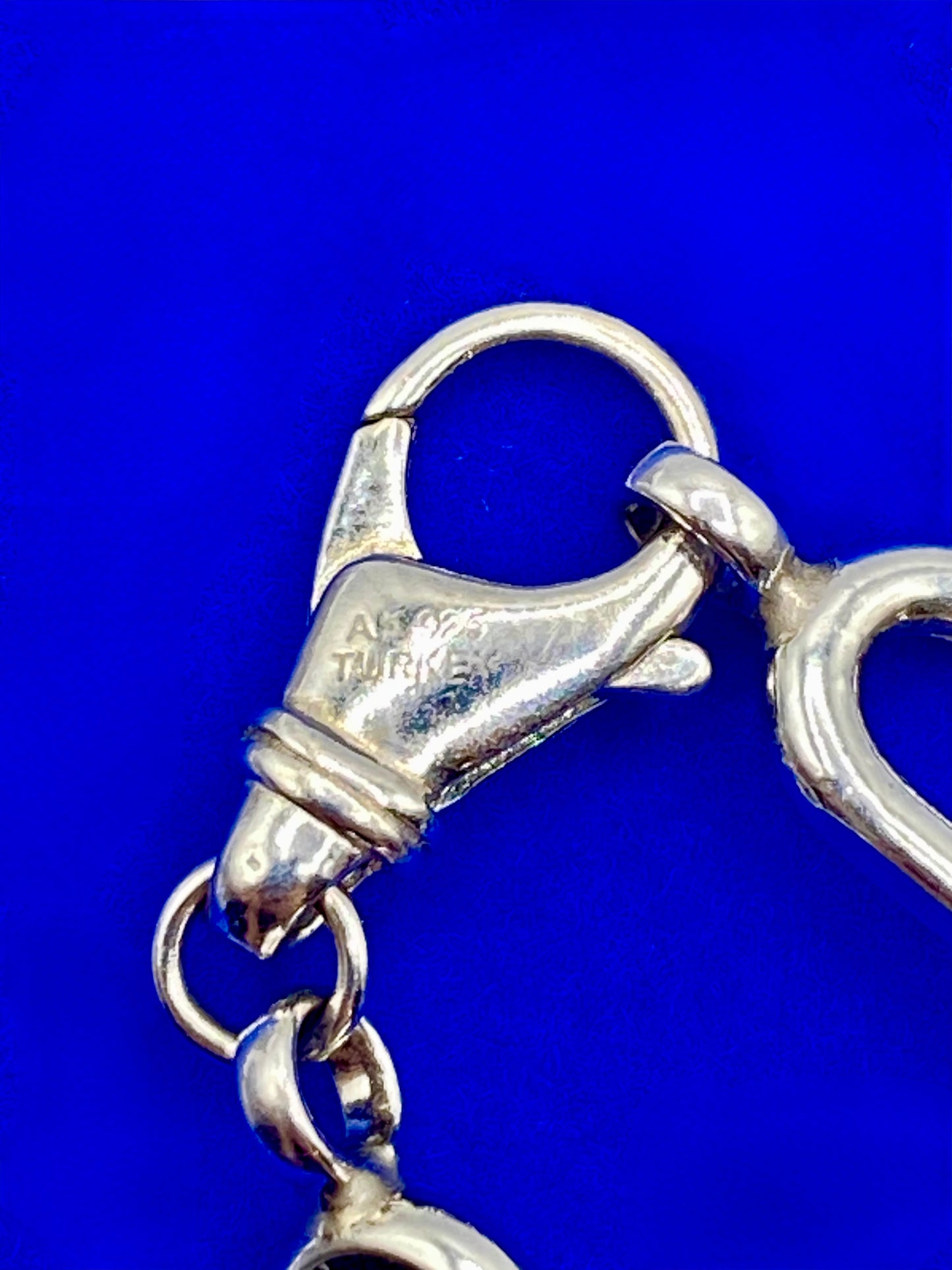 Sterling Silver AK Turkey Paper Clip Chain Bracelet