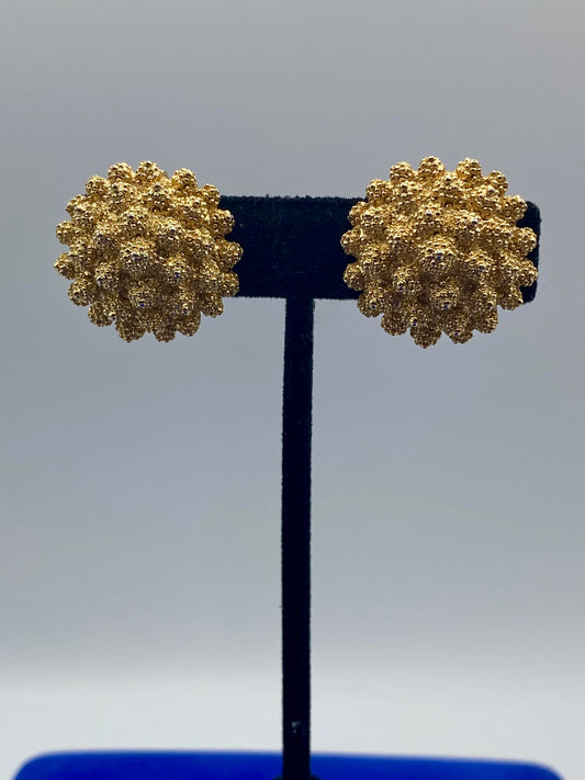 Vintage Monet Pom-Pom Gold Tone Clip Ons