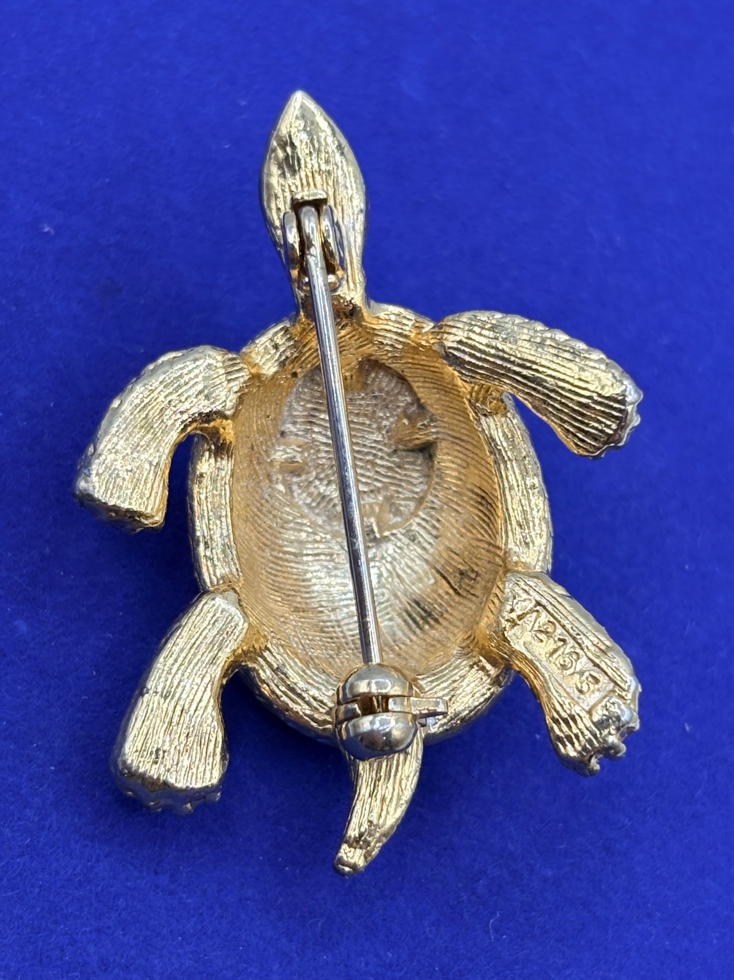 Vintage Sphinx Rhinestone and Cabochon Turtle Brooch