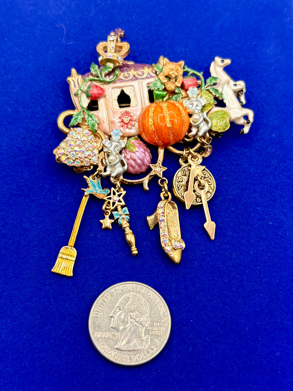 Kirks Folly Gold Tone Cinderella Coach “Late For The Ball” Brooch