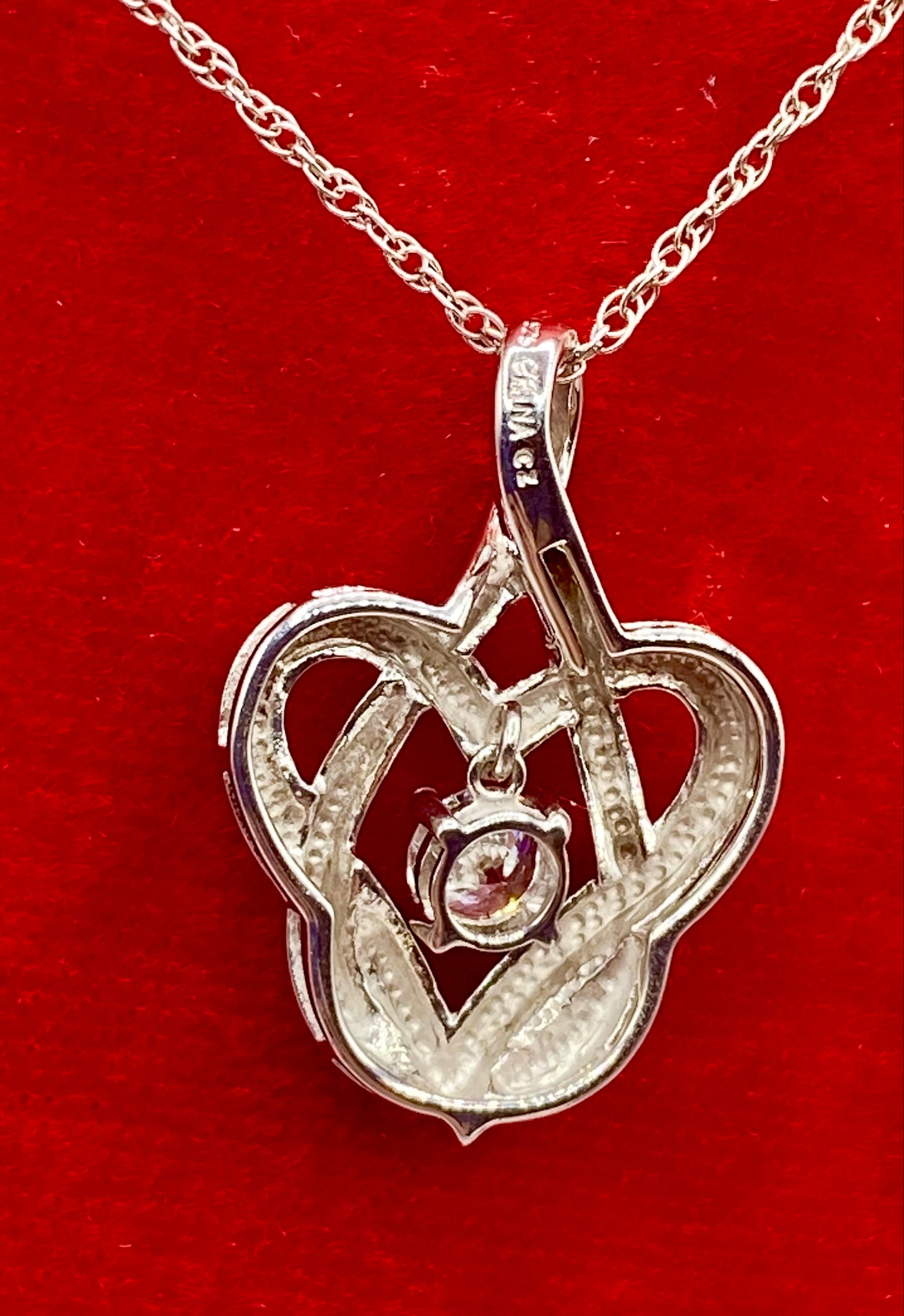 Sterling Silver CZ Heart Necklace