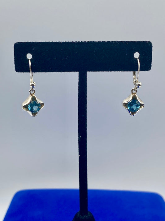Sterling Silver Blue Topaz Dangle Earrings