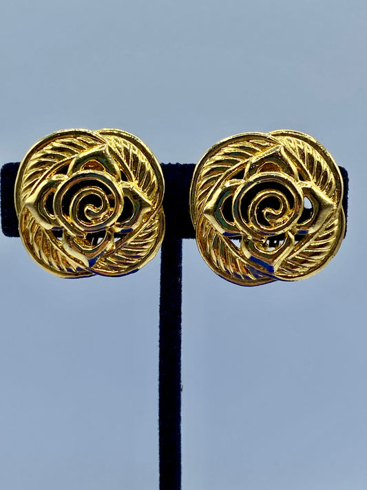 Gold Tone Floral Clip Ons