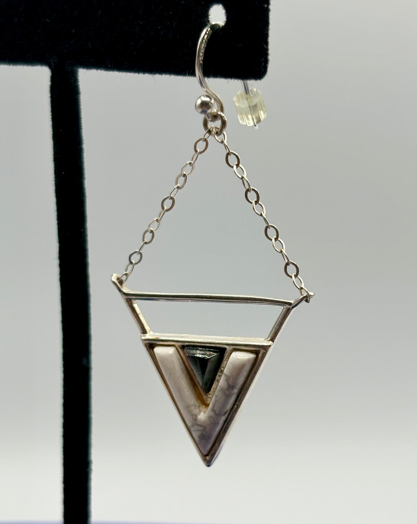 Sterling Silver Barse Triangle Stone Earrings