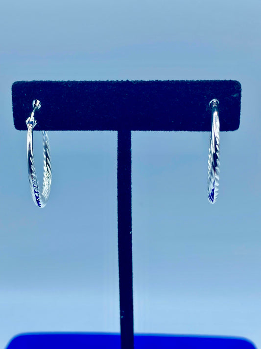 Sterling Silver Twisted Hoop Earrings