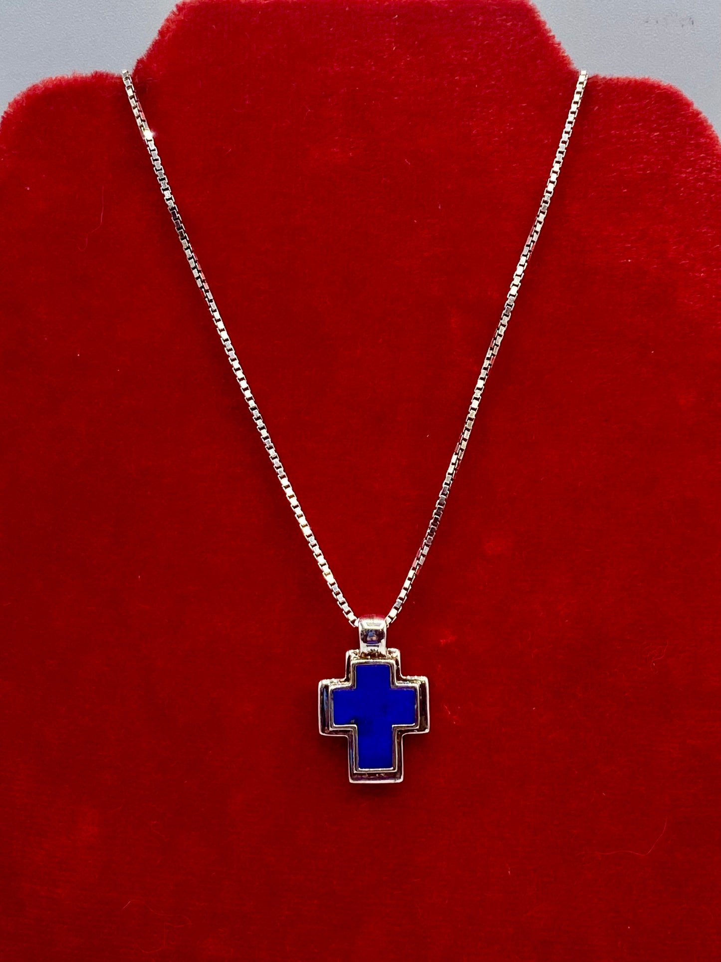 Sterling Silver Lapis Lazuli Cross Necklace