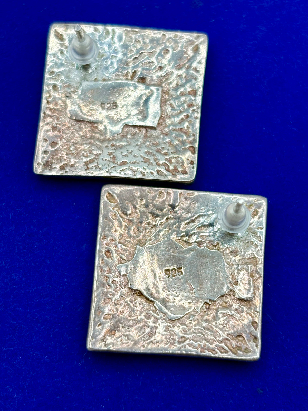 Sterling Silver Modernist Square Earrings