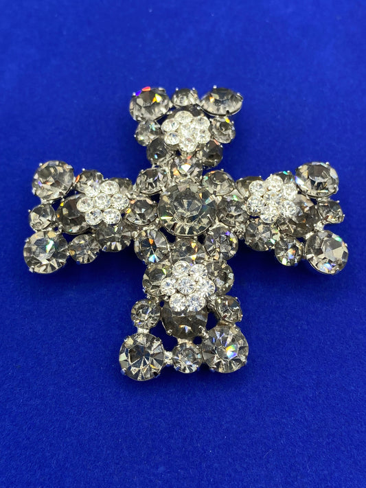 Weiss Rhinestone Cross Brooch