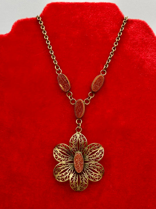 Vintage Victorian Gold Stone Necklace