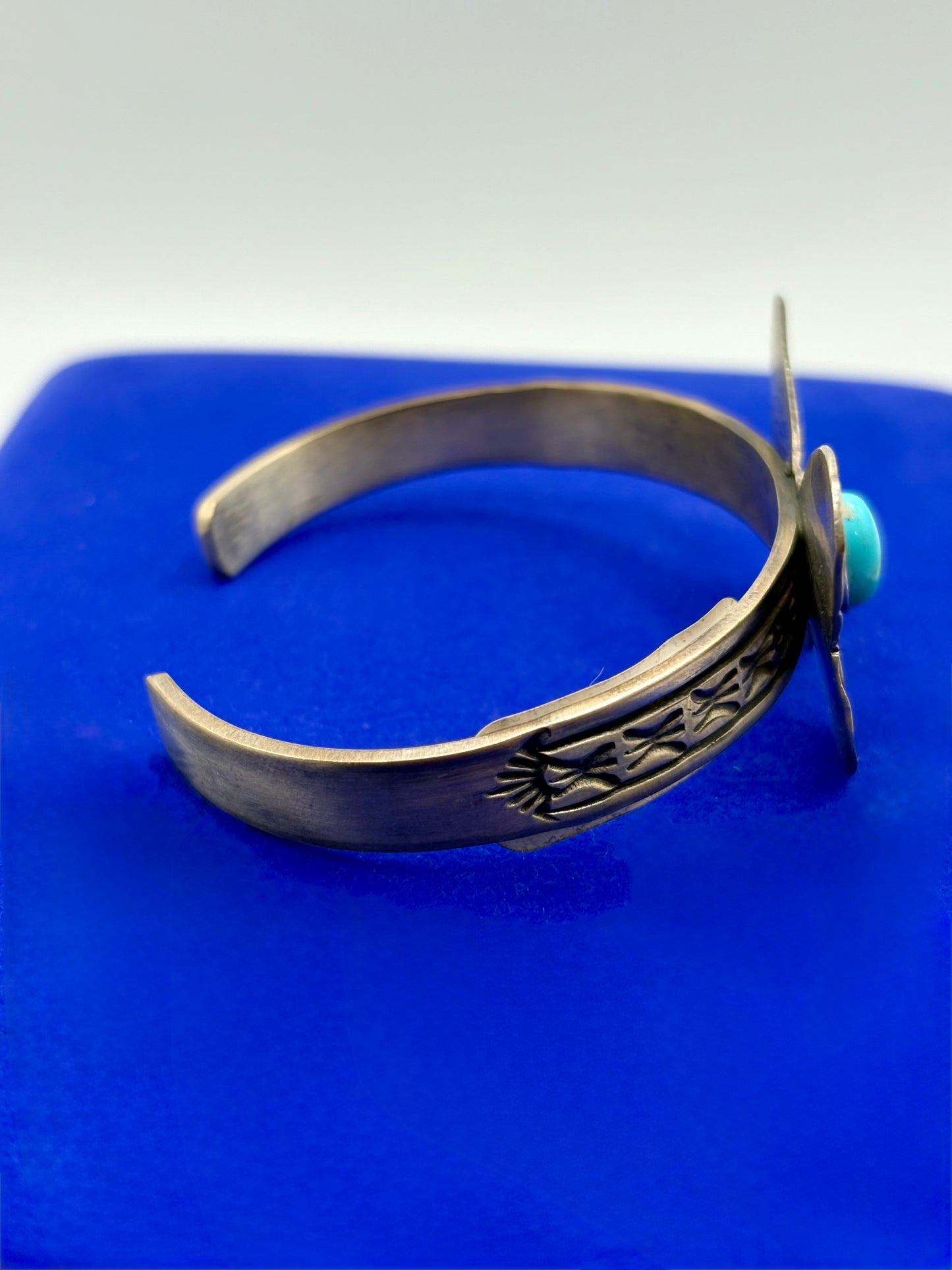 Sterling Silver Native Rick Enrequez Turquoise Butterfly Cuff Bracelet