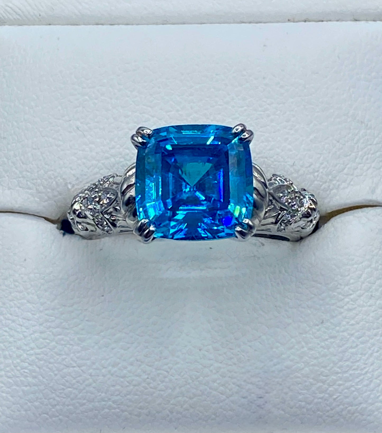 Sterling Silver Judith Ripka Blue Topaz & CZ Ring