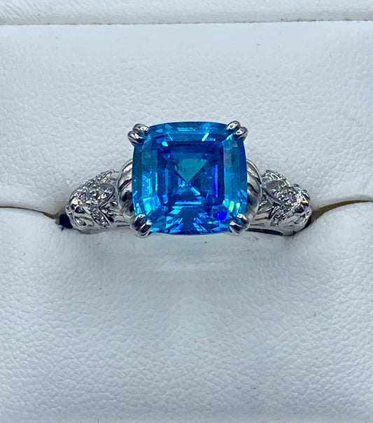 Sterling Silver Judith Ripka Blue Topaz & CZ Ring