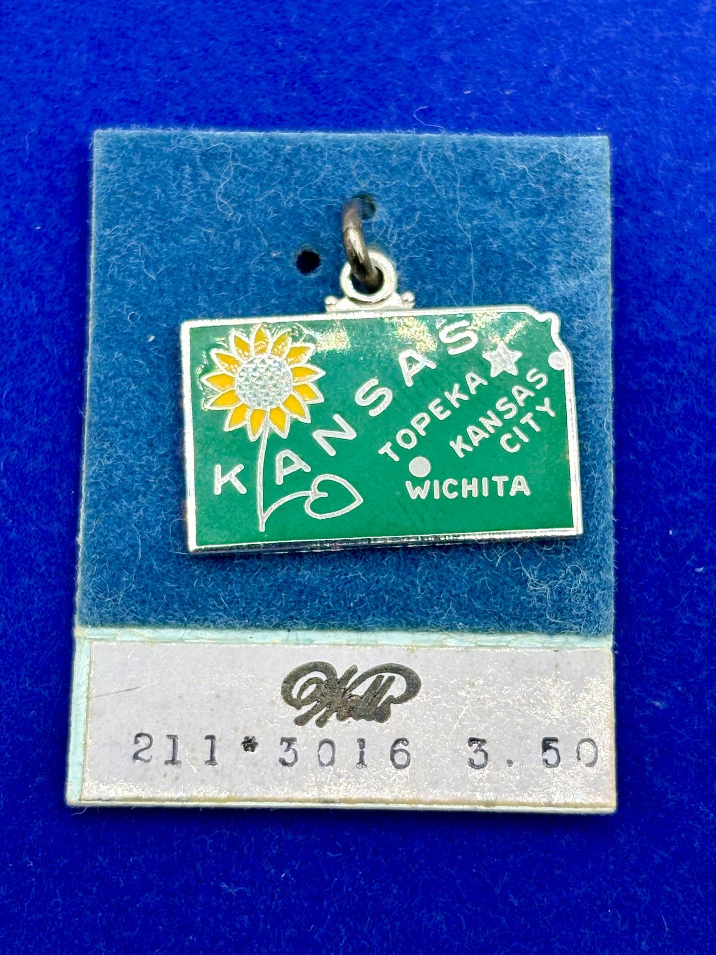 NWT Sterling Silver Green Enameled Kansas State Charm