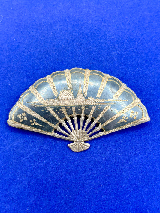 Sterling Silver Siam Fan Brooch