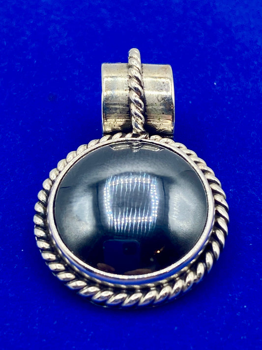 Vintage Taxco Sterling Silver Hematite Pendant