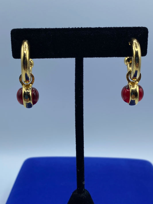 Glass Cabochon Hoop Earrings