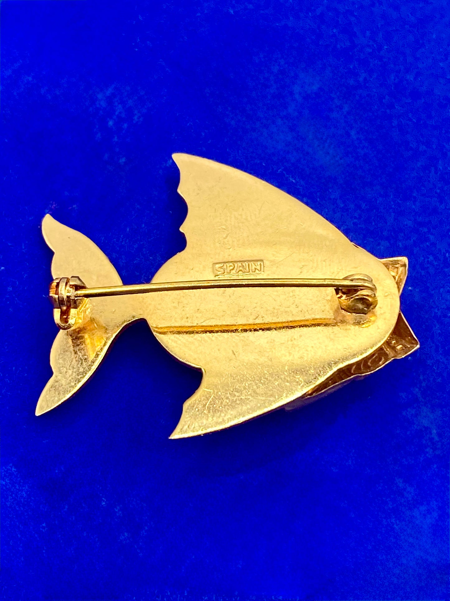 Vintage Spain Damascene Fish Brooch