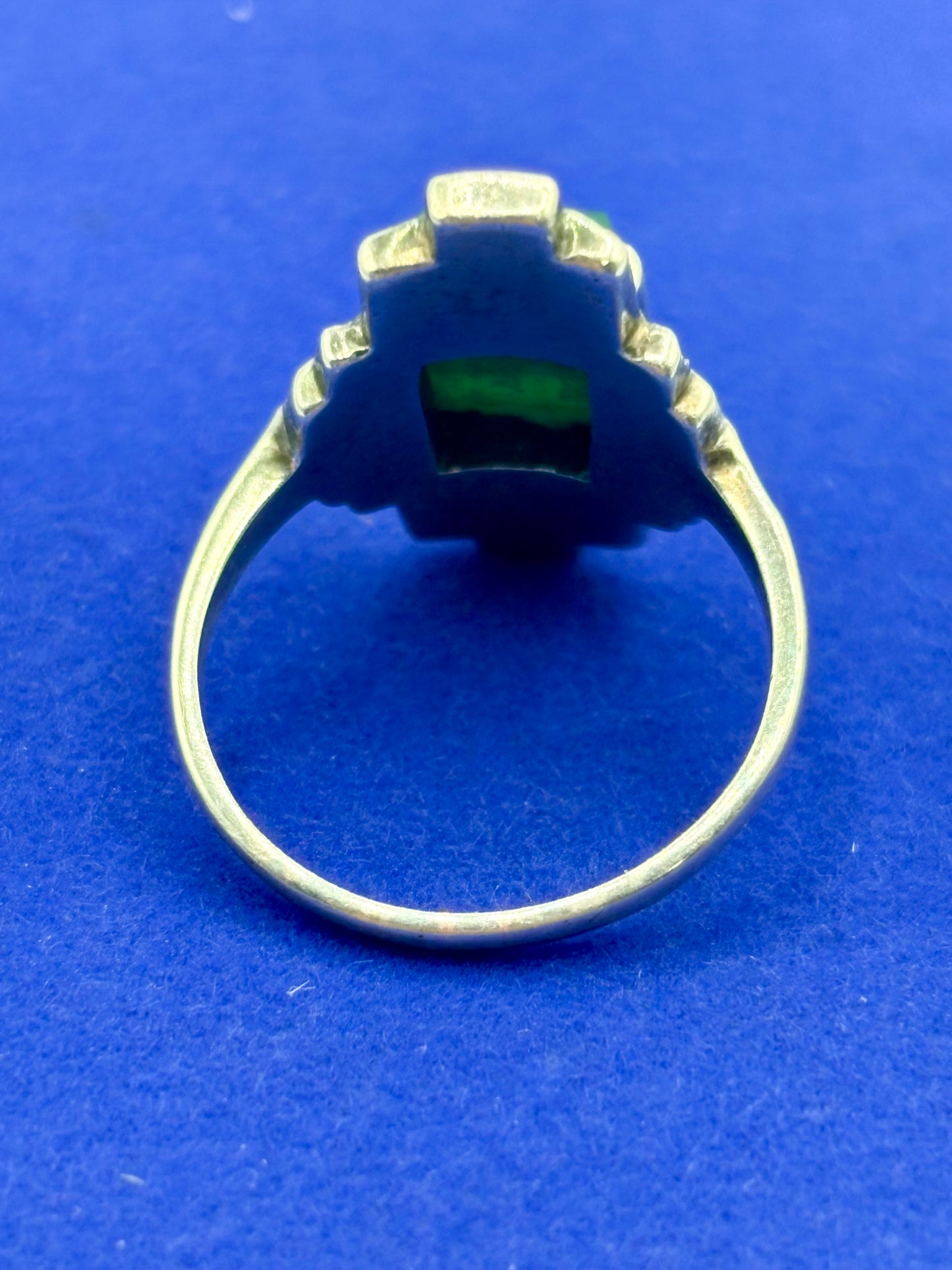 Sterling Silver Green Chrysoprase& Marcasite Ring