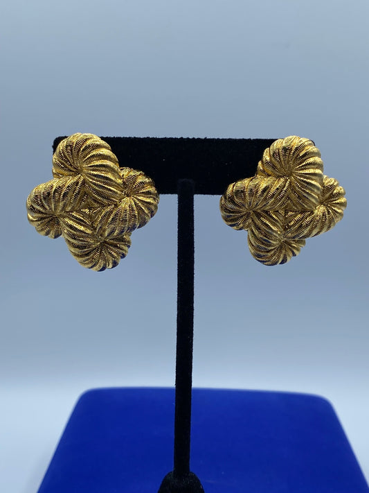 Vintage Gold Tone Swirl Earrings