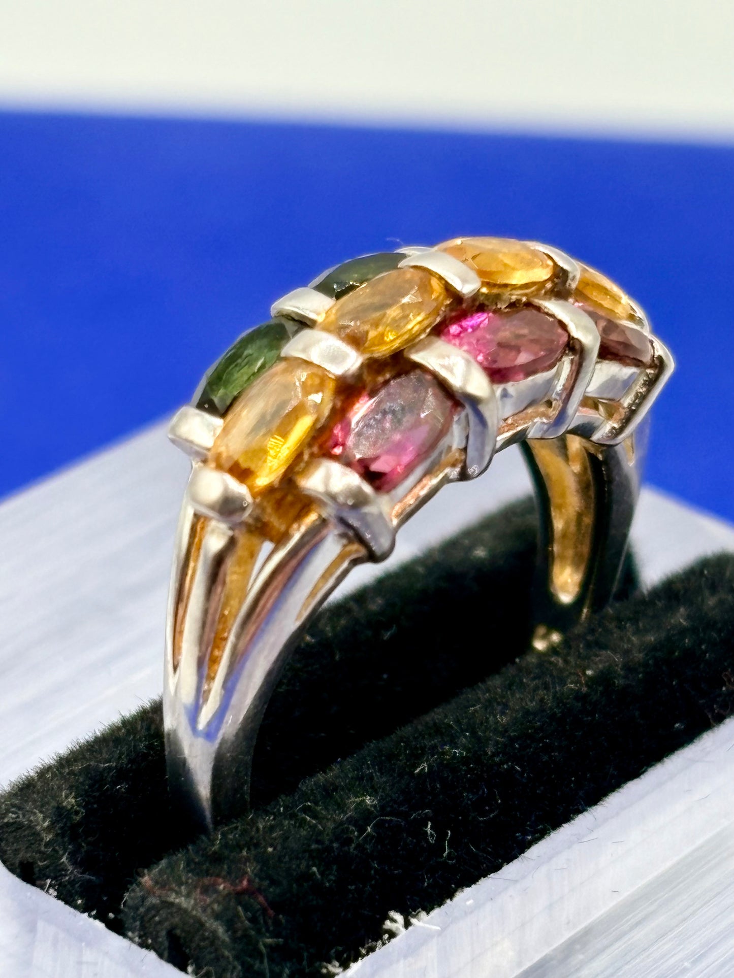 Sterling Silver Multi Color Tourmaline Gemstone Ring