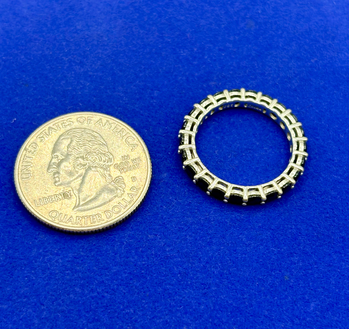 JTV Black Spinel Rhodium Over Sterling Silver Eternity Ring