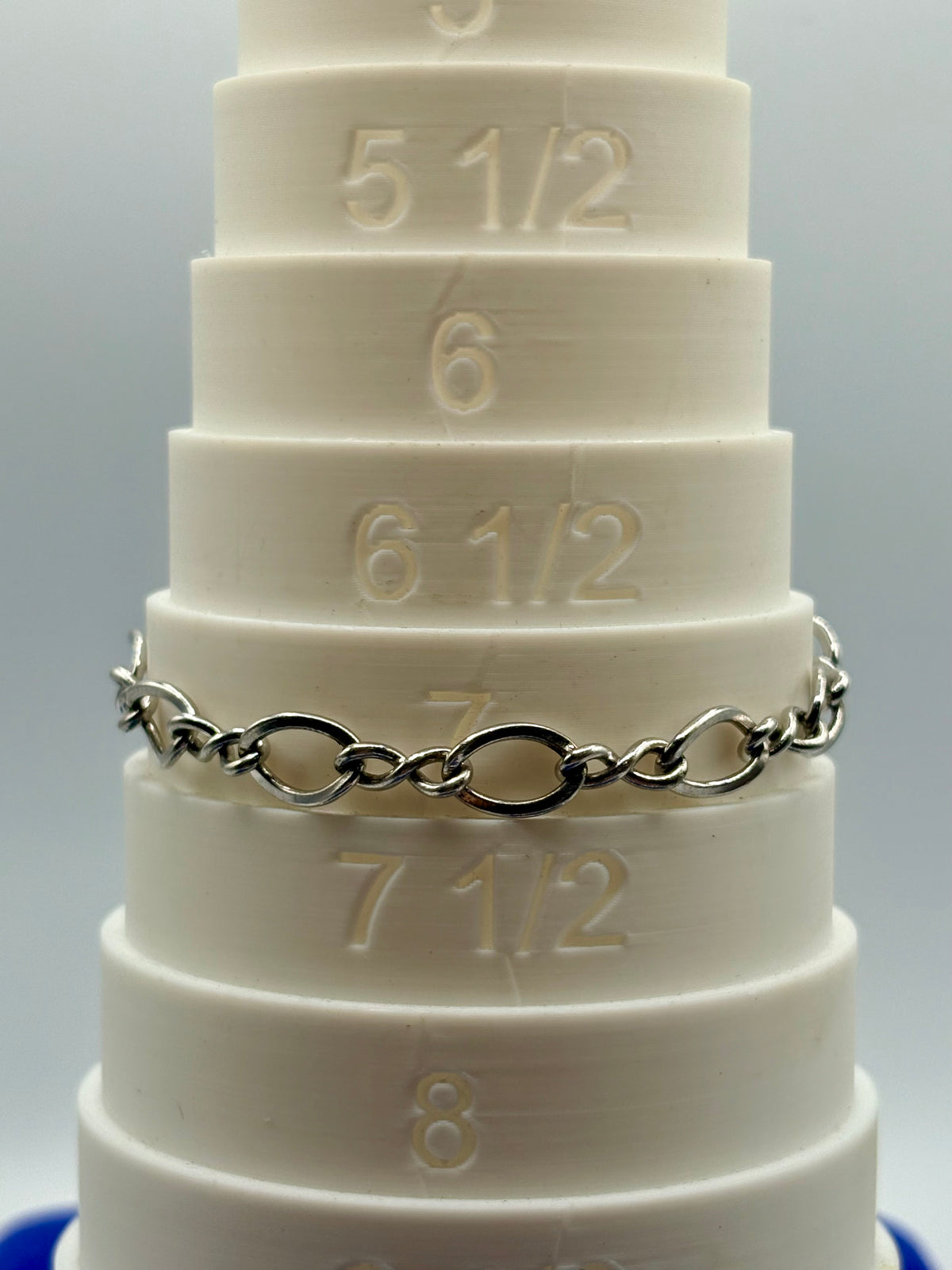 Sterling Silver Oval Figure Eight Starter Charm Bracelet