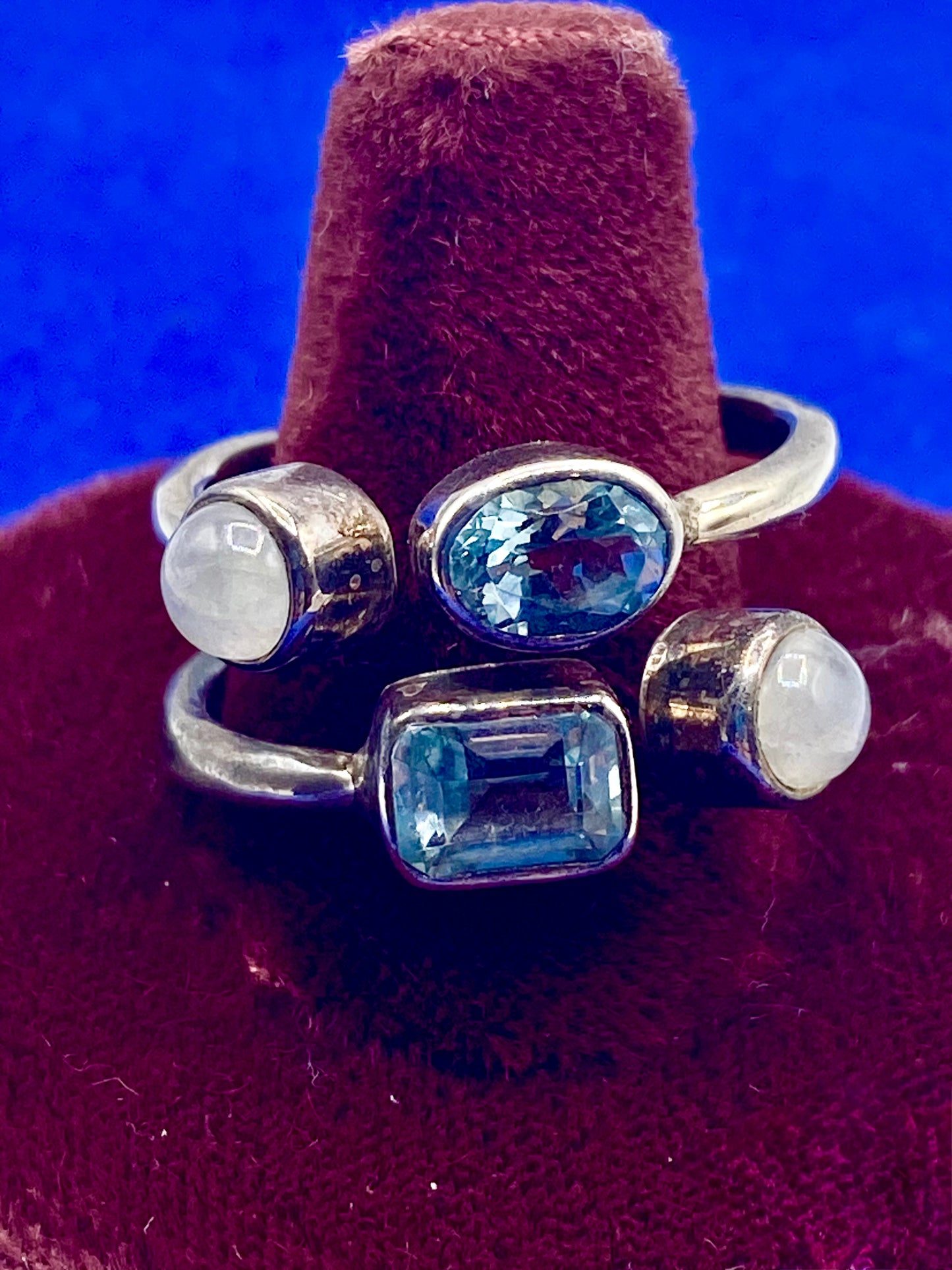 Sterling Silver Moonstone & Blue Topaz Ring