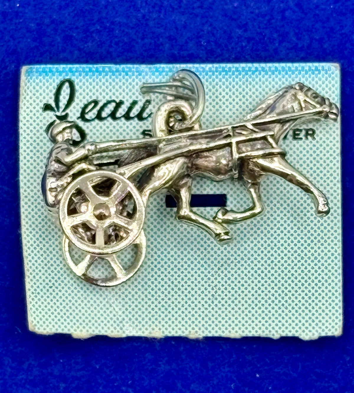 Vintage Beau Sterling Silver Horse Racing Charm NWT