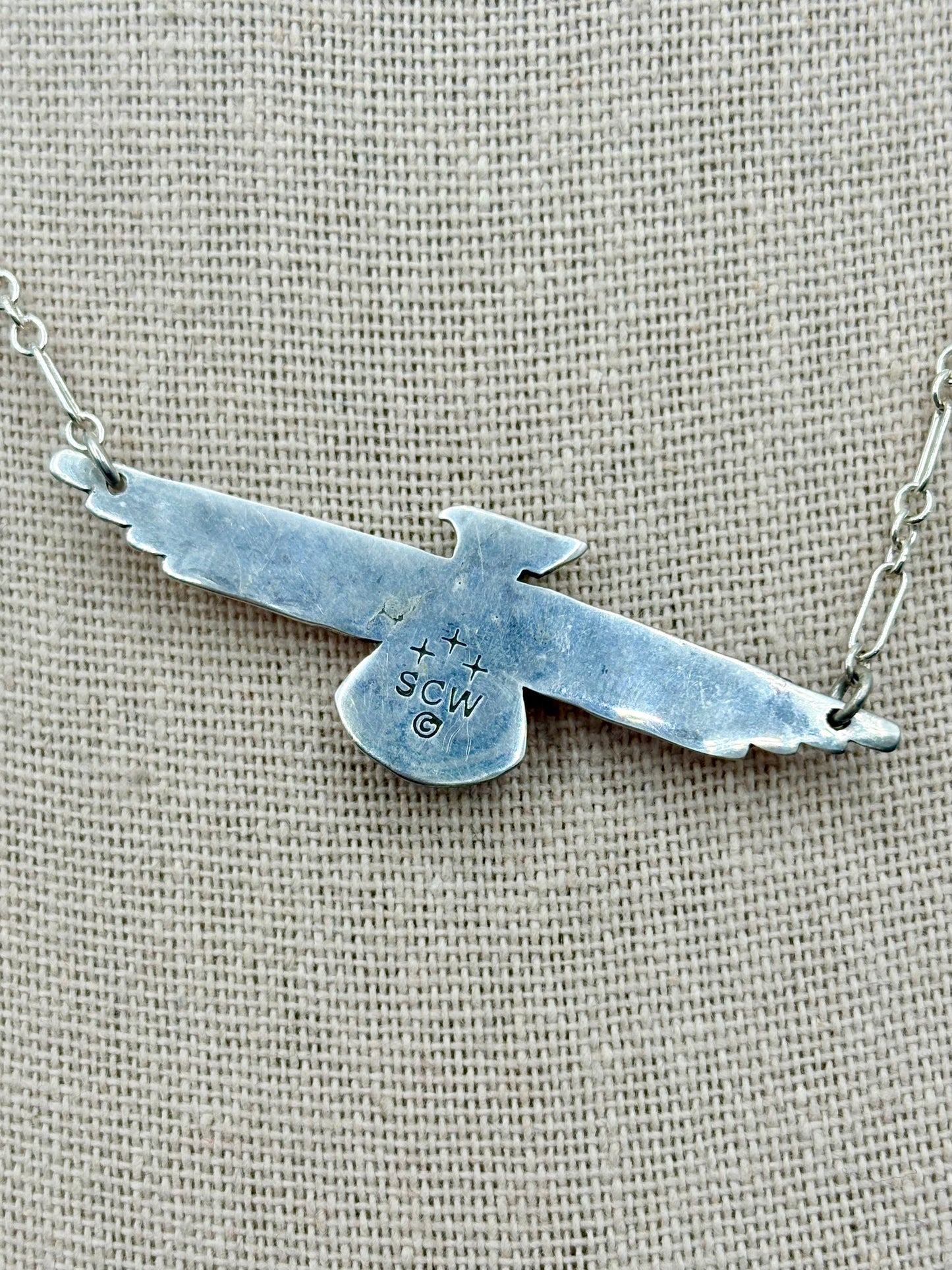 Sterling Silver Southwestern Thunderbird Turquoise Necklace