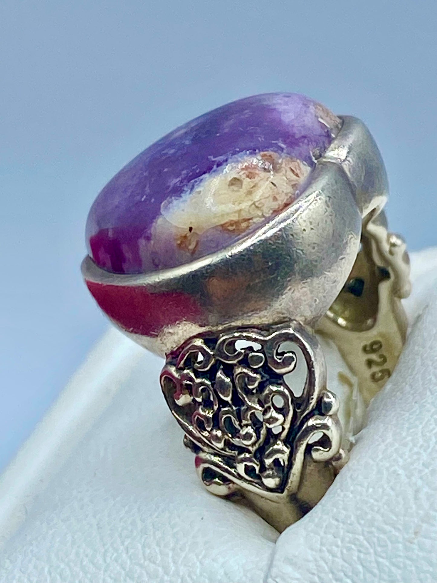 Sterling Silver BBJ Purple Stone Heart Ring