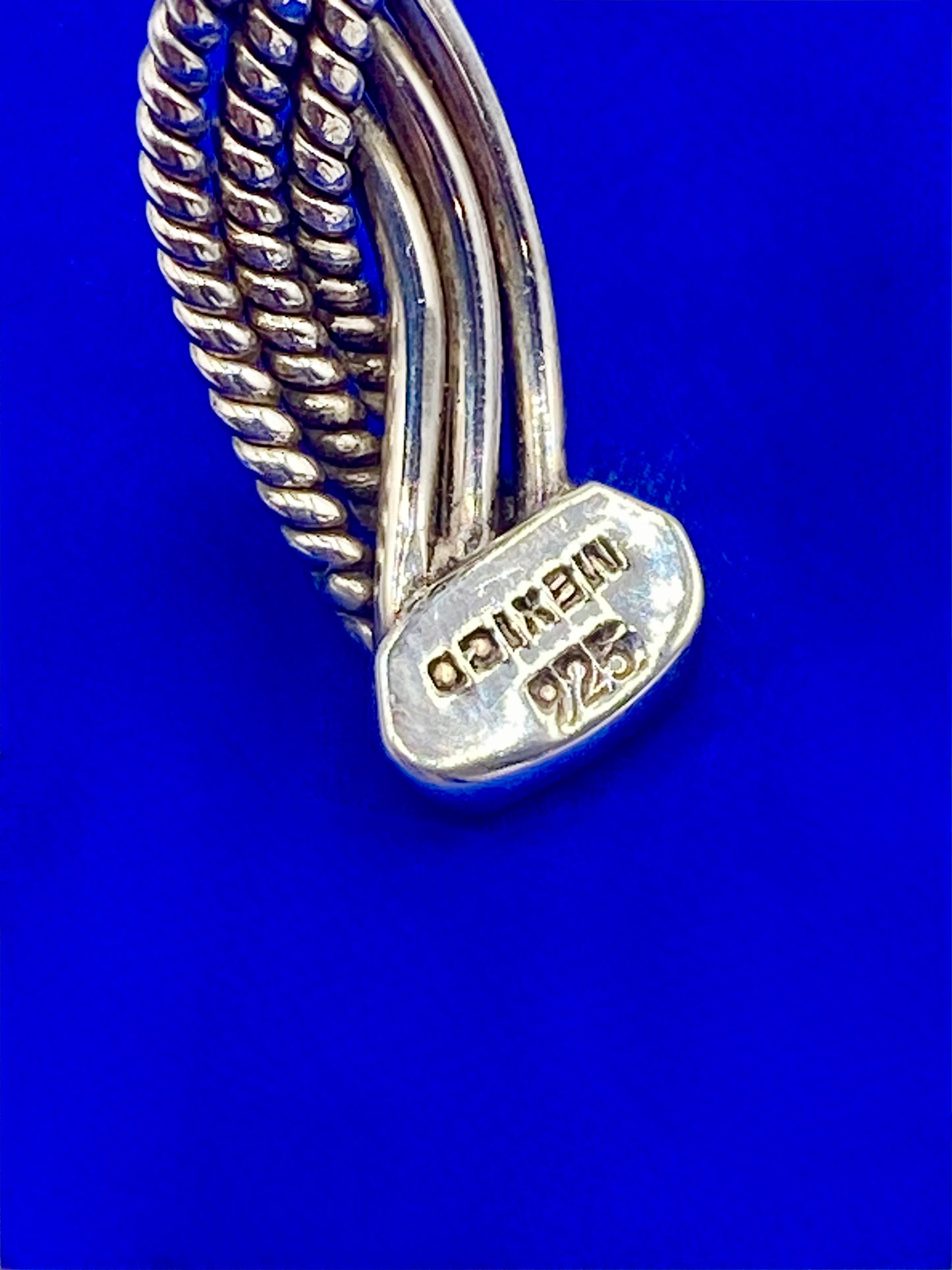 Sterling Silver Braided Woven CII Mexico Cuff Bracelet