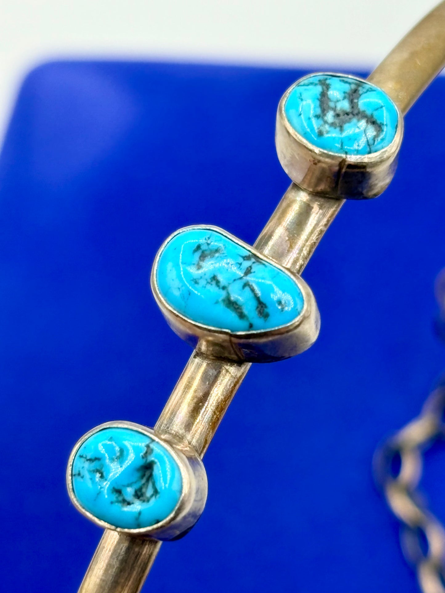 Sterling Silver Native Turquoise Omega Style Choker Necklace