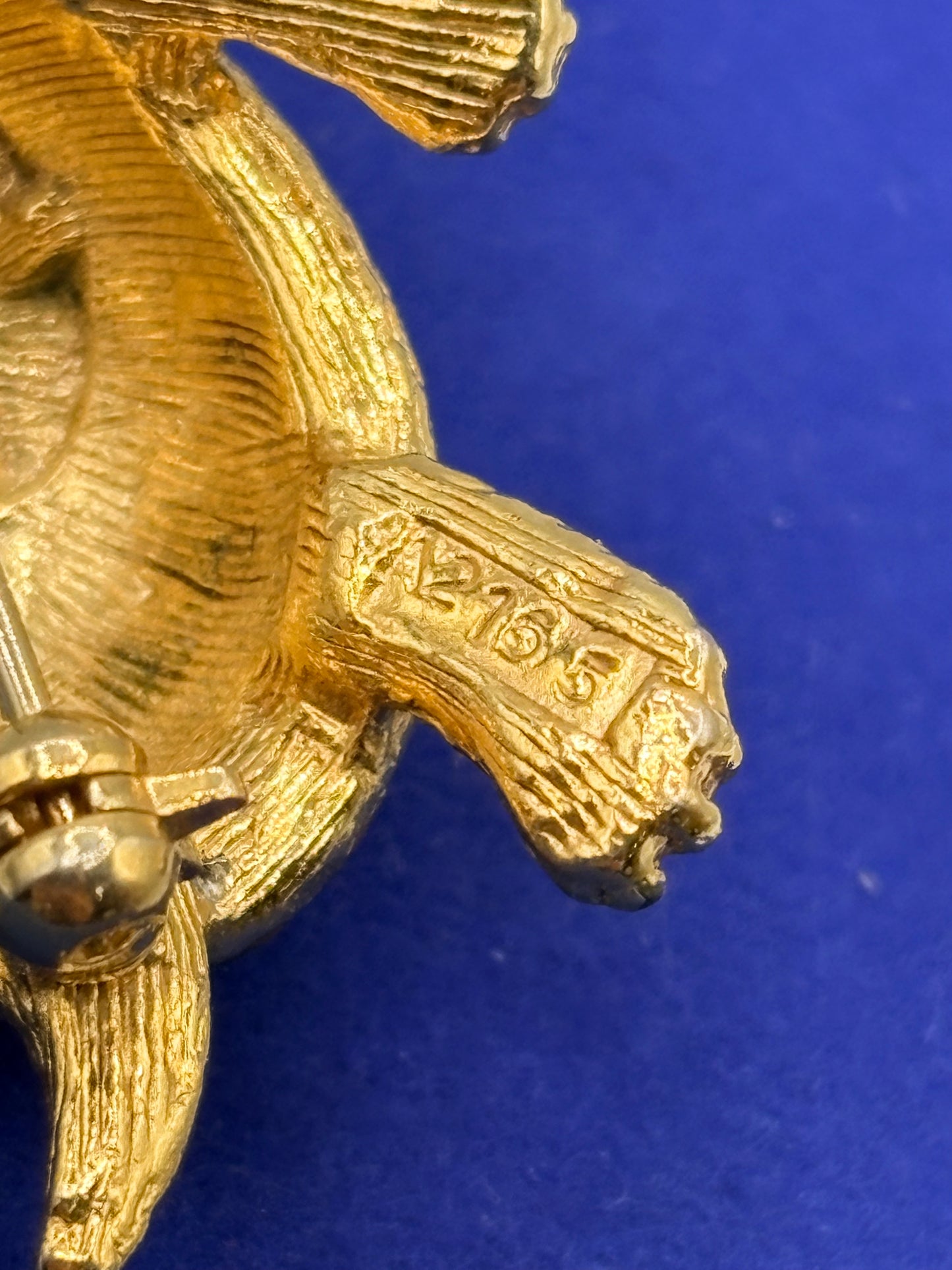 Vintage Sphinx Rhinestone and Cabochon Turtle Brooch