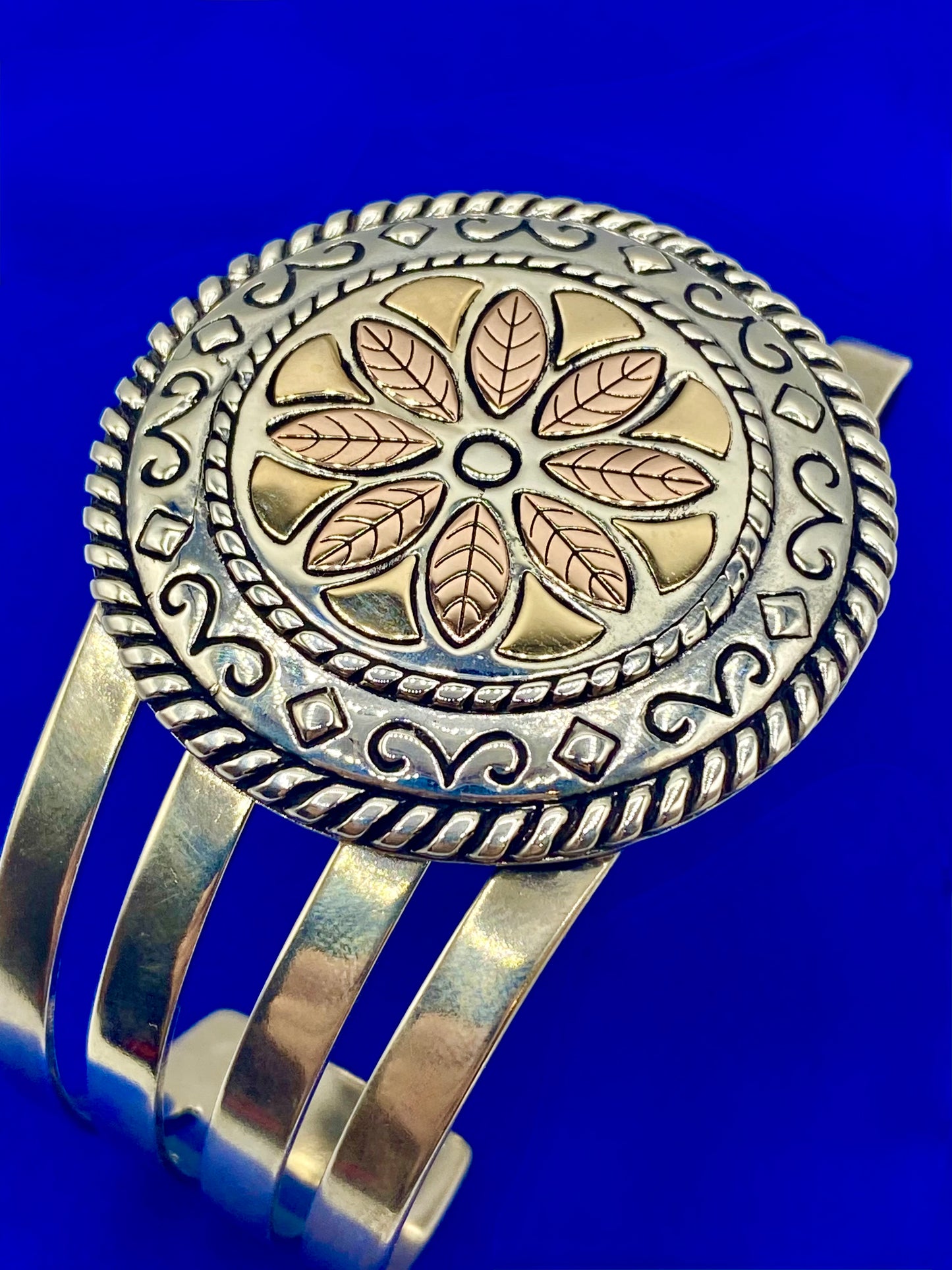 Sterling Silver & 14K Carolyn Pollack Relios Cuff Bracelet