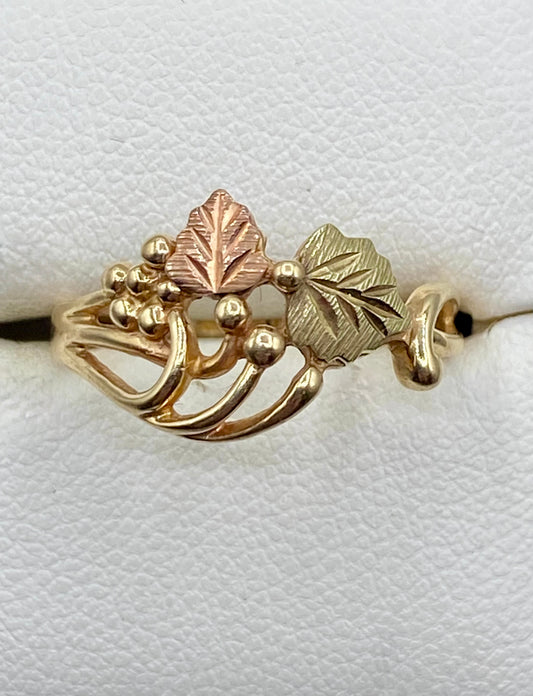 10K Solid Black Hills Gold Ring